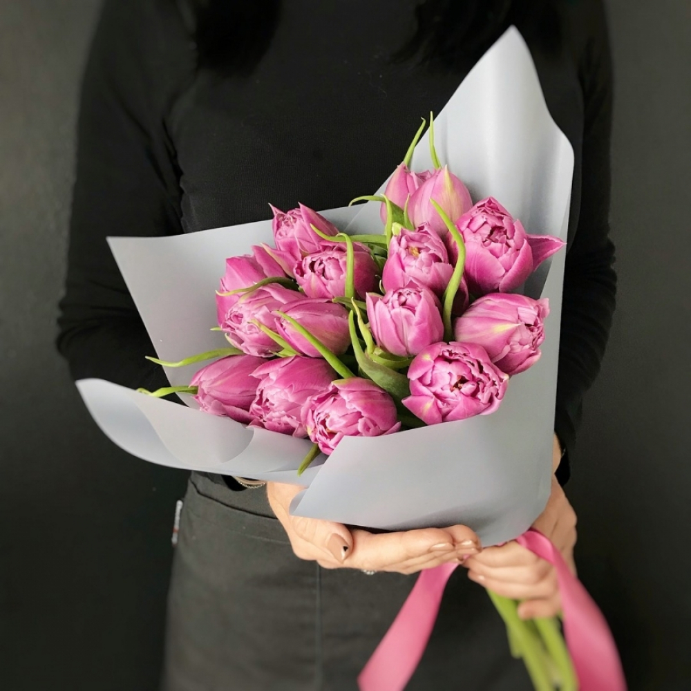 15 Розовых Пионовидных Тюльпанов (Изображение 1)