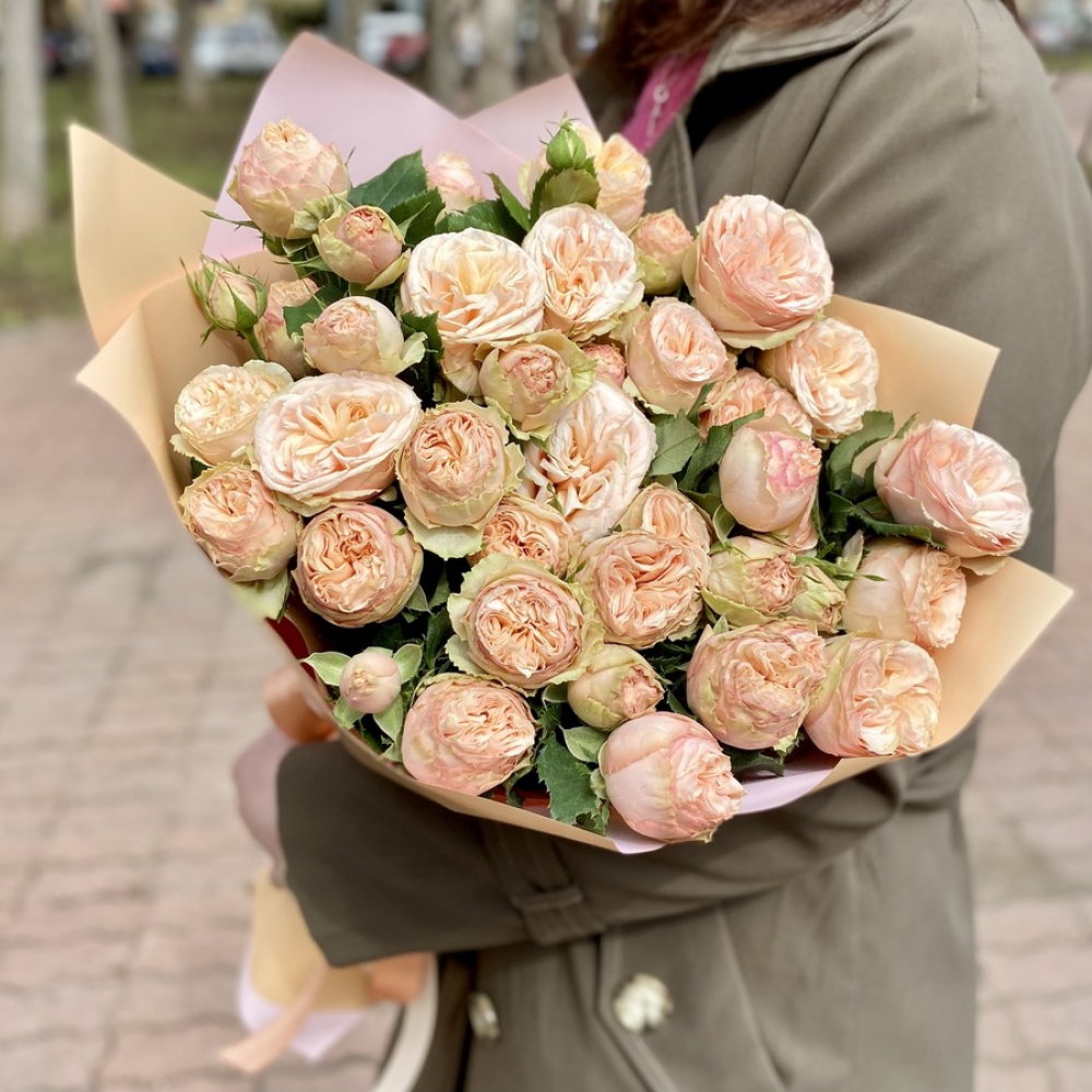 Букет персиковых пионовидных роз Джентл Трендсеттер (Изображение 1)