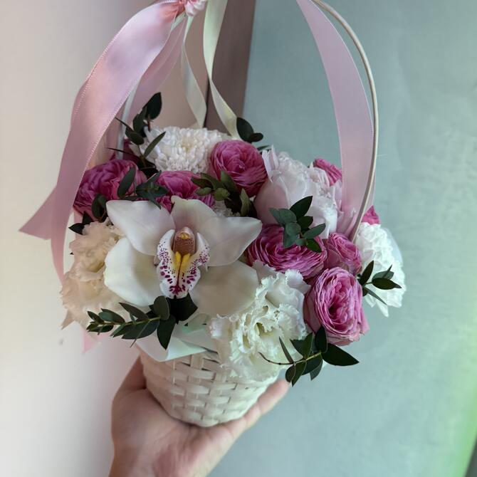 Композиция в корзине «Pink love»