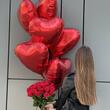 КОМБО 25 красных роз и сет из 7 шаров "Сердце"