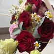 Композиция в сумочке с красными розами 