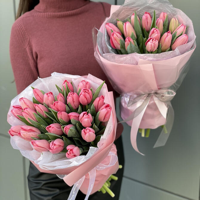 Тюльпаны розовые 25шт