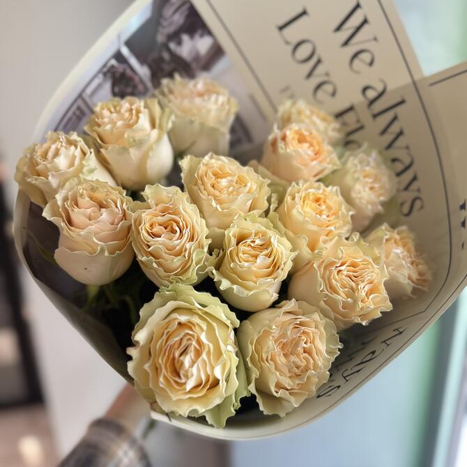 Пионовидные розы Cream Carpi Diem 15шт