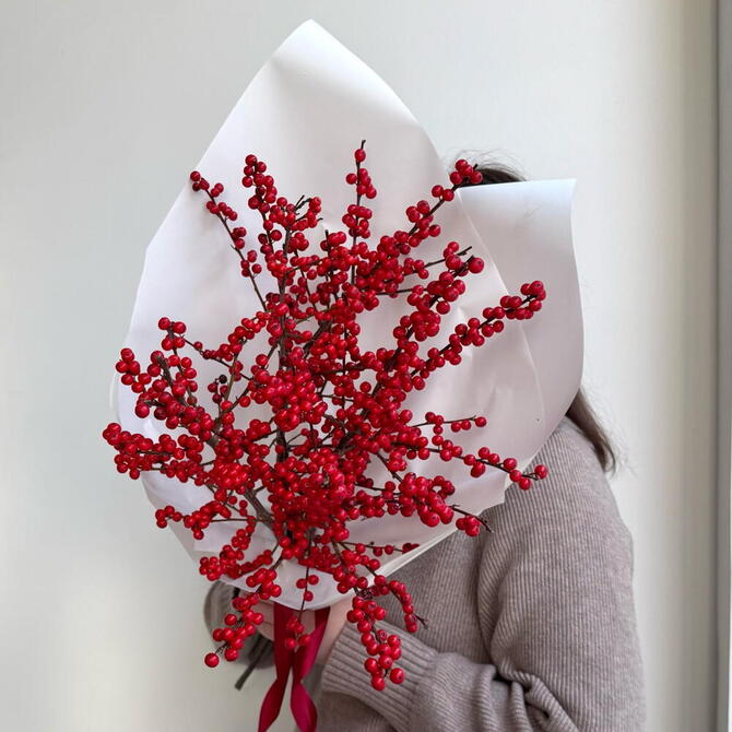 Монобукет красный илекс 5шт