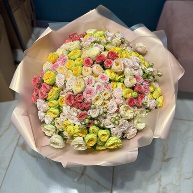 Кустовые пионовидные розы MIX 51шт