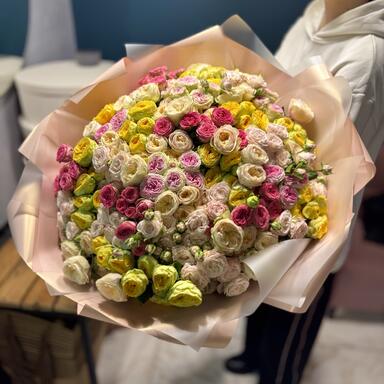 Кустовые пионовидные розы MIX 51шт