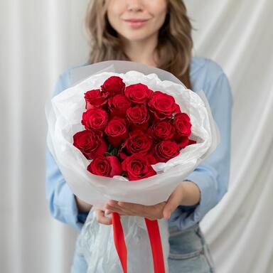 Красные розы 15 шт (40 см)