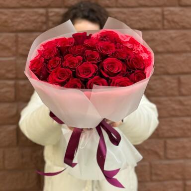 Красные розы 21 шт (40 см)