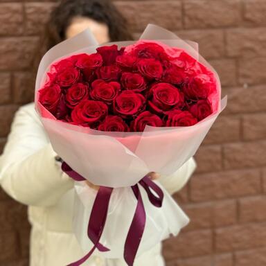 Красные розы 21 шт (40 см)