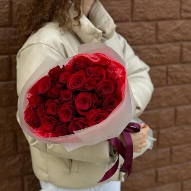 Красные розы 21 шт (40 см)