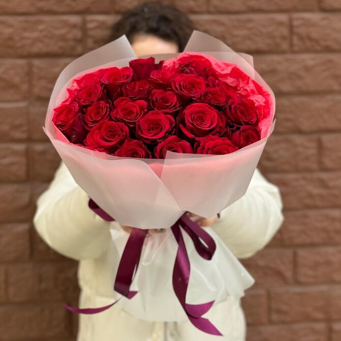 Красные розы 21 шт (40 см)