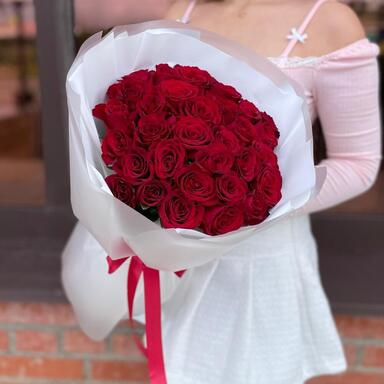 Красные розы 25 шт (40 см)