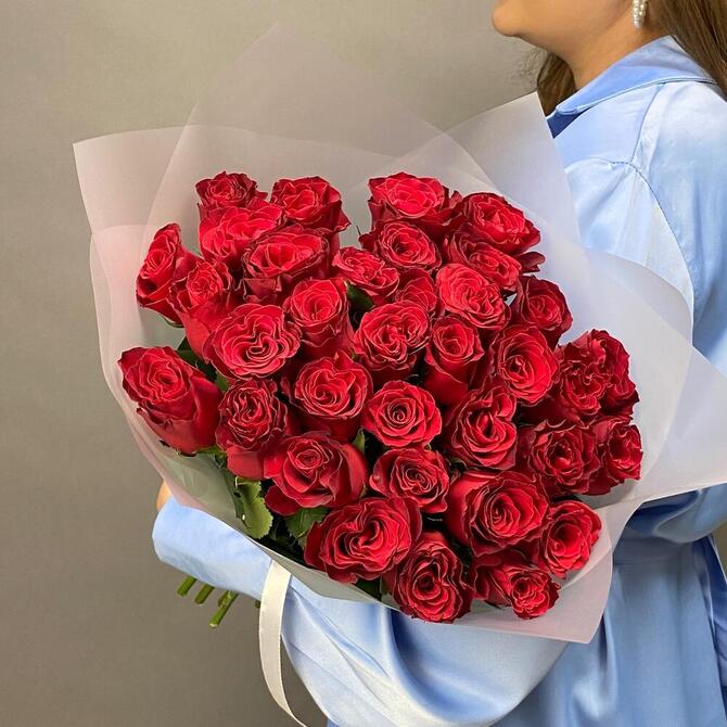 Красные розы 35 шт (40 см)