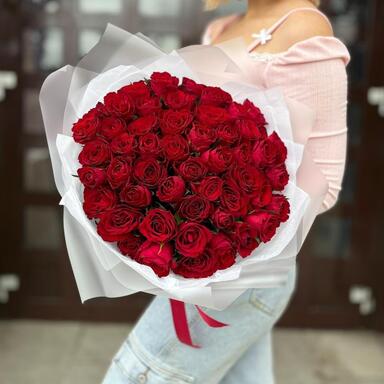 Красные розы 51 шт (40 см)