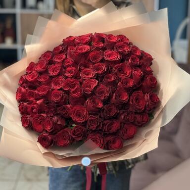 Красные розы 75 шт (40 см)