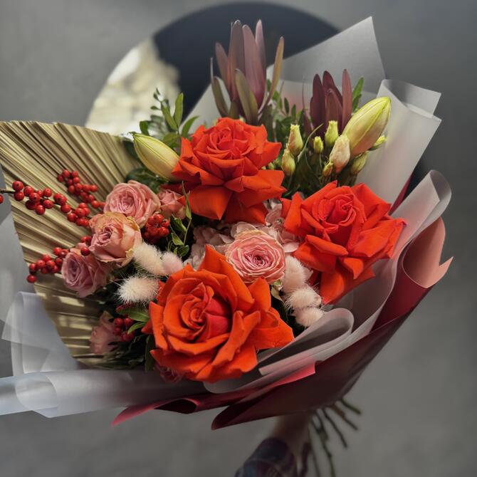 Авторский букет с французскими розами «Nina»