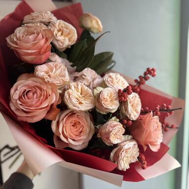 Букет «Cappuccino» с пионовидными розами