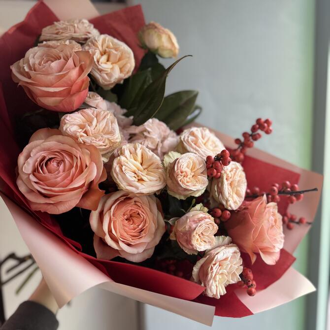 Букет «Cappuccino» с пионовидными розами