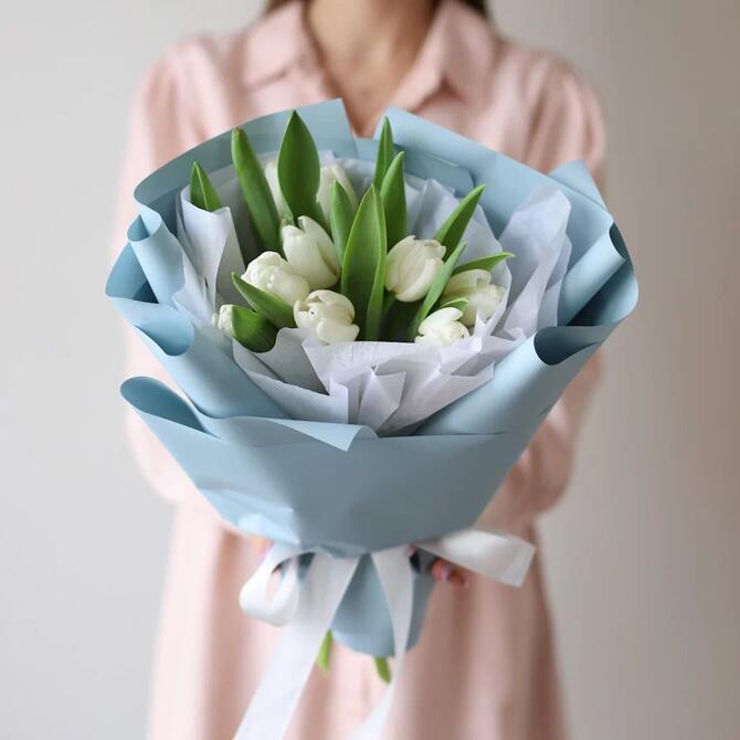 Букет тюльпанов 9шт WHITE