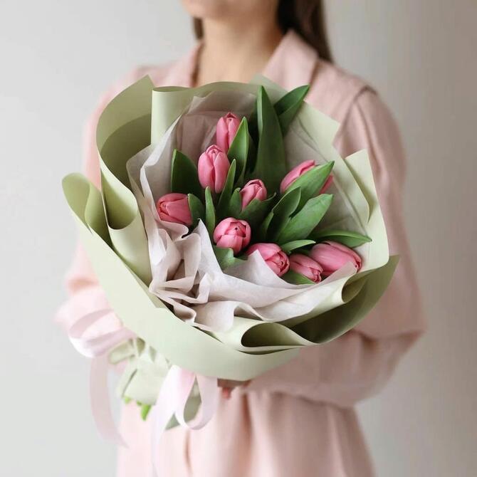 Букет тюльпанов 9шт PINK