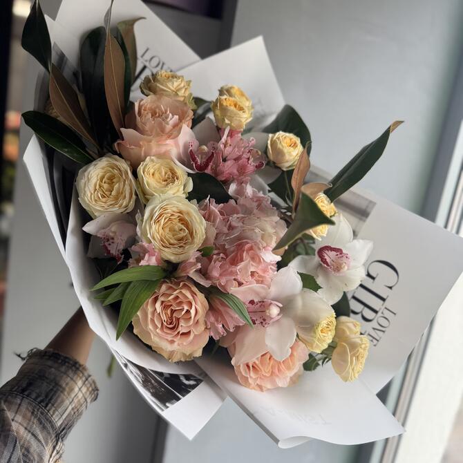 Большой букет «Peach&cream»